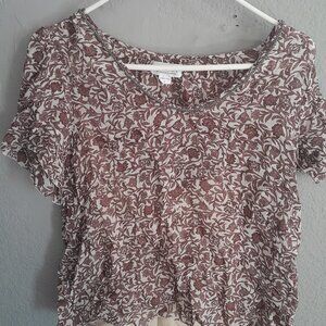 VELVET BY GRAHAM & SPENCER BROWN WHITE W/BEADED TRIM SIZE LARGE